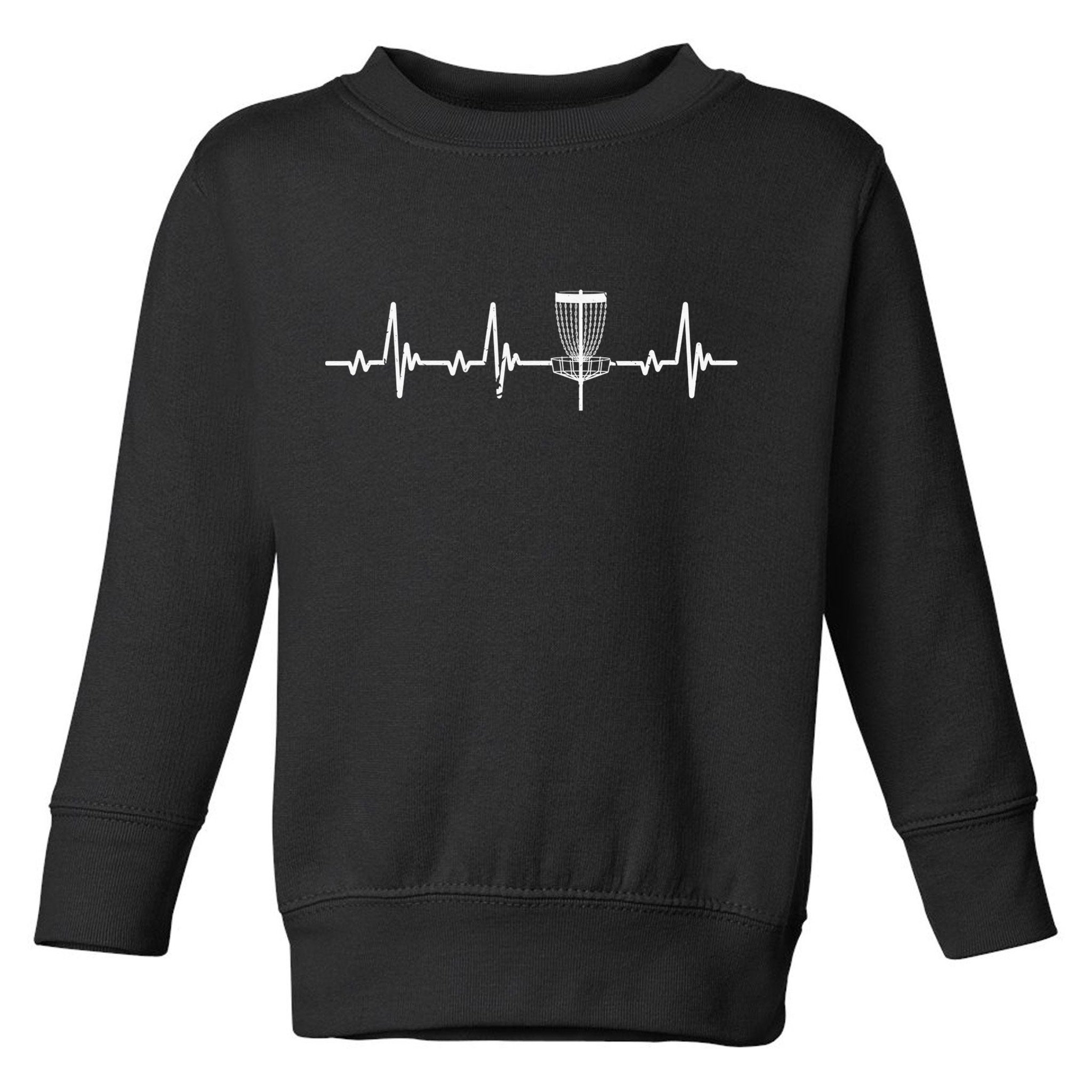 Funny Disc Golf Heartbeat Disc Golf Basket Toddler Sweatshirt