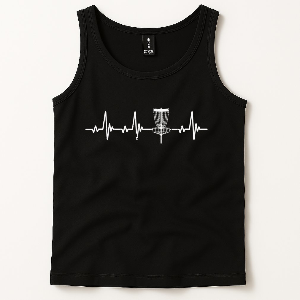 Funny Disc Golf Heartbeat Disc Golf Basket Tank Top