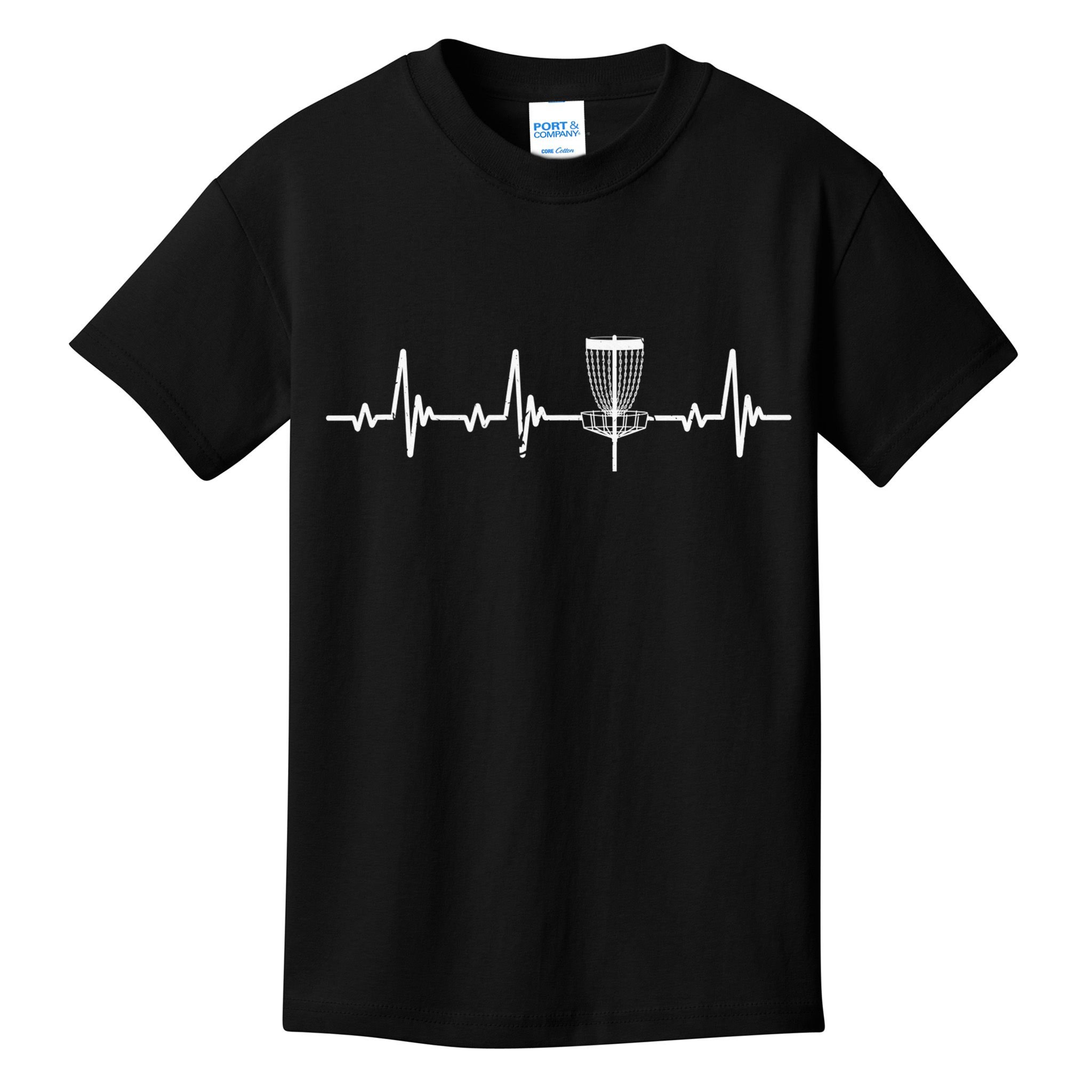 Funny Disc Golf Heartbeat Disc Golf Basket Kids T-Shirt