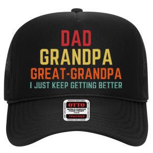 Fathers Day Gift From Grandkids Dad Grandpa Great Grandpa High Crown Mesh Back Trucker Hat