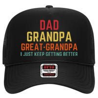 Fathers Day Gift From Grandkids Dad Grandpa Great Grandpa High Crown Mesh Back Trucker Hat