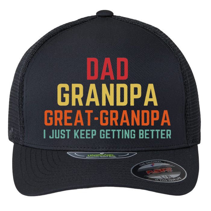 Fathers Day Gift From Grandkids Dad Grandpa Great Grandpa Flexfit Unipanel Trucker Cap