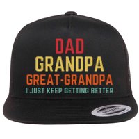 Fathers Day Gift From Grandkids Dad Grandpa Great Grandpa Flat Bill Trucker Hat