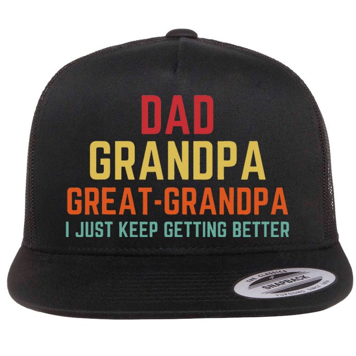 Fathers Day Gift From Grandkids Dad Grandpa Great Grandpa Flat Bill Trucker Hat