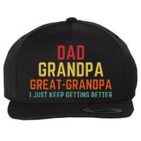 Fathers Day Gift From Grandkids Dad Grandpa Great Grandpa Wool Snapback Cap