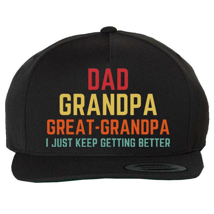 Fathers Day Gift From Grandkids Dad Grandpa Great Grandpa Wool Snapback Cap