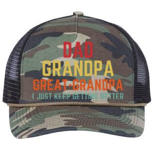 Fathers Day Gift From Grandkids Dad Grandpa Great Grandpa Retro Rope Trucker Hat Cap