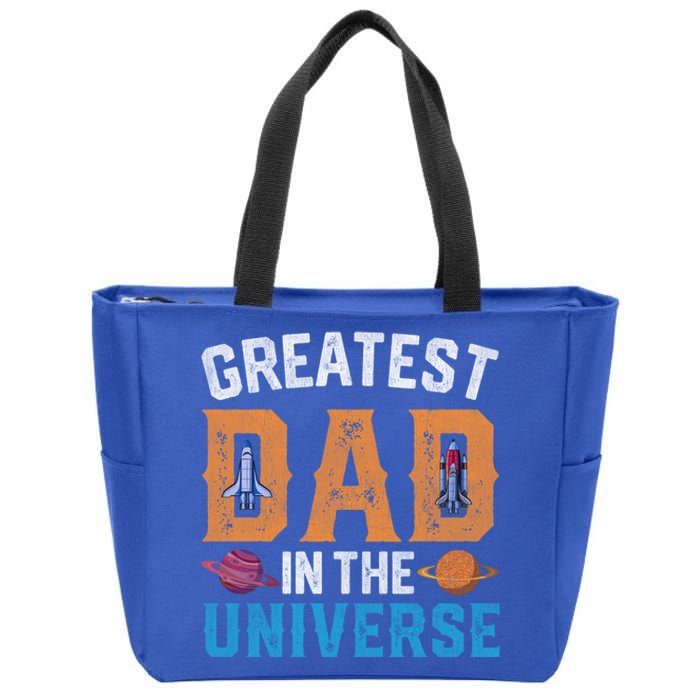 Fathers Day Greatest Dad In The Universe Space Ufo Gift Zip Tote Bag