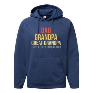 Funny Dad Great Grandpa For Fathers Day Performance Fleece Hoodie