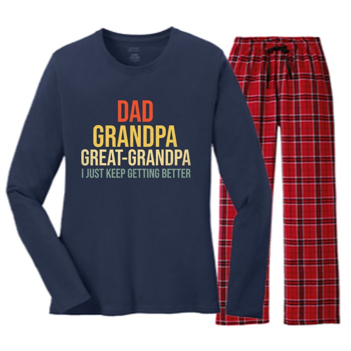 Funny Dad Great Grandpa For Fathers Day Women's Long Sleeve Flannel Pajama Set 