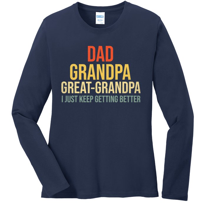 Funny Dad Great Grandpa For Fathers Day Ladies Long Sleeve Shirt