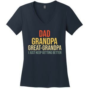 Funny Dad Great Grandpa For Fathers Day Women's V-Neck T-Shirt