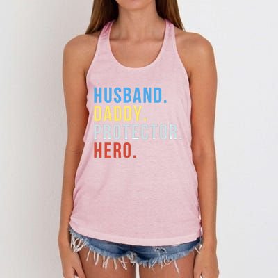 Fathers Day Gift Husband Daddy Protector Hero Gift Women's Knotted Racerback Tank