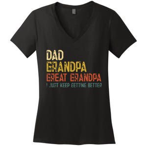 Fathers Day Gift from Grand Dad Grandpa Great Grandpa Women's V-Neck T-Shirt