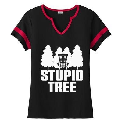 Funny Disc Golf Art For  Stupid Tree Basket Ladies Halftime Notch Neck Tee