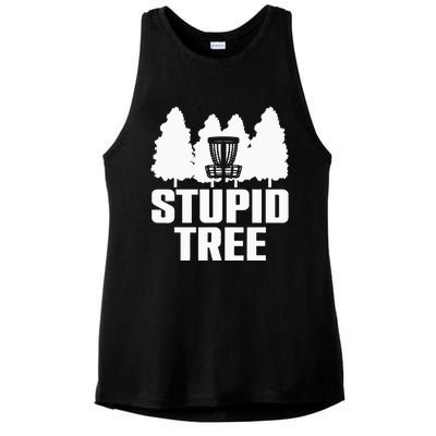 Funny Disc Golf Art For  Stupid Tree Basket Ladies PosiCharge Tri-Blend Wicking Tank