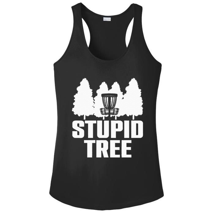 Funny Disc Golf Art For  Stupid Tree Basket Ladies PosiCharge Competitor Racerback Tank