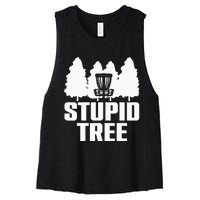 Funny Disc Golf Art For  Stupid Tree Basket Women's Racerback Cropped Tank