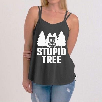 Funny Disc Golf Art For  Stupid Tree Basket Women's Strappy Tank