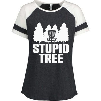 Funny Disc Golf Art For  Stupid Tree Basket Enza Ladies Jersey Colorblock Tee