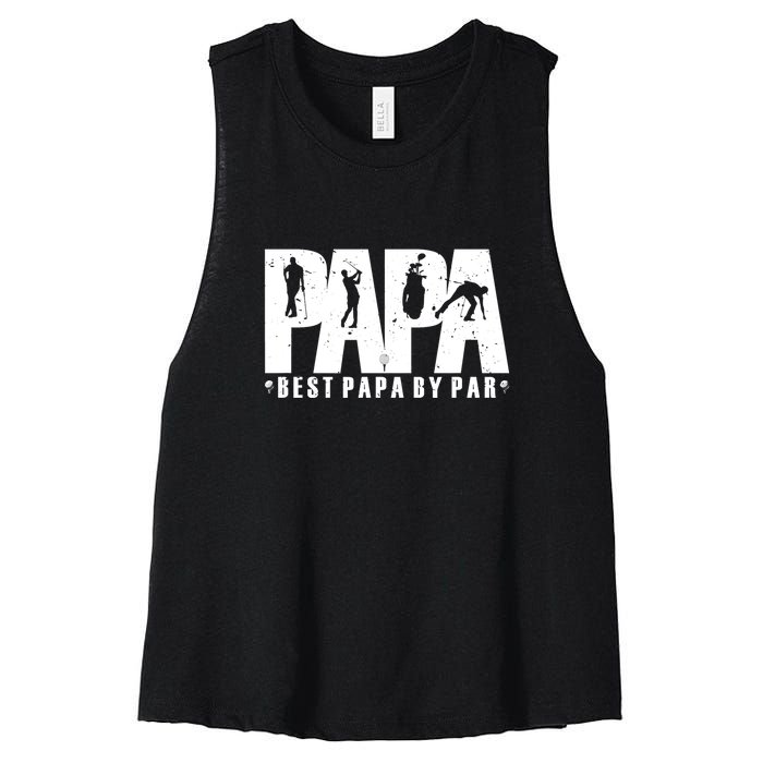 Father's Day Golf Papa Dad Father Golfers Gift For Dad Women's Racerback Cropped Tank