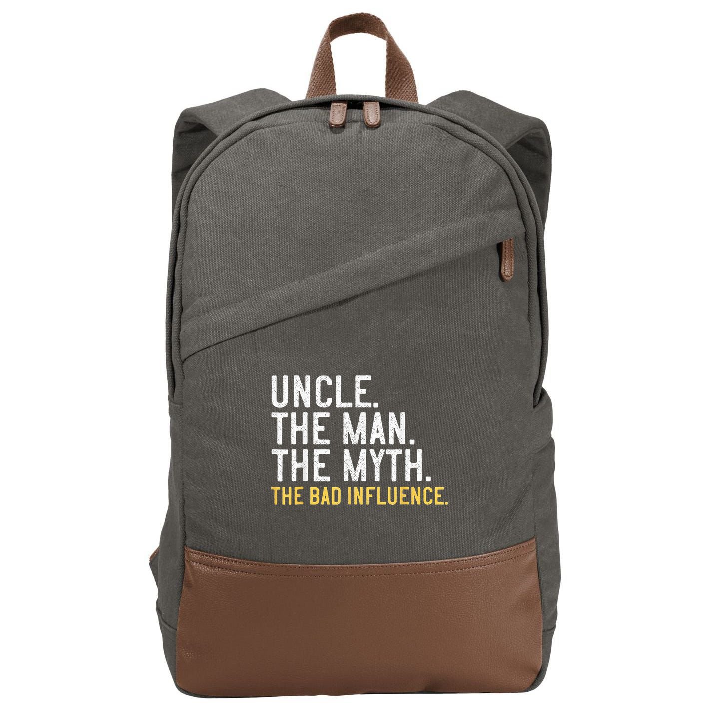 Father's Day Gift Uncle The Man The Myth The Bad Influence Cotton Canvas Backpack