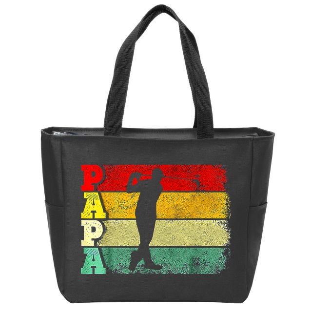 Father's Day Golf Papa Retro Vintage Golf Dad Father Gift For Dad Zip Tote Bag