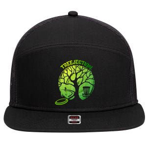 Funny Disc Golf Graphic Tree Gift 7 Panel Mesh Trucker Snapback Hat