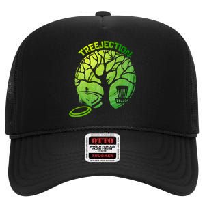 Funny Disc Golf Graphic Tree Gift High Crown Mesh Back Trucker Hat