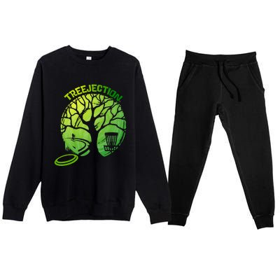 Funny Disc Golf Graphic Tree Gift Premium Crewneck Sweatsuit Set