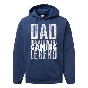 Fathers Day Gaming Legend For Dad Who Games Video Gamer Dad Meaningful Gift Performance Fleece Hoodie