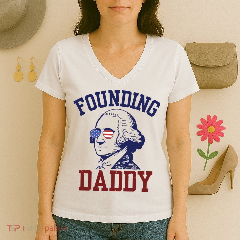 Founding Daddy George Washington Women's V-Neck T-Shirt