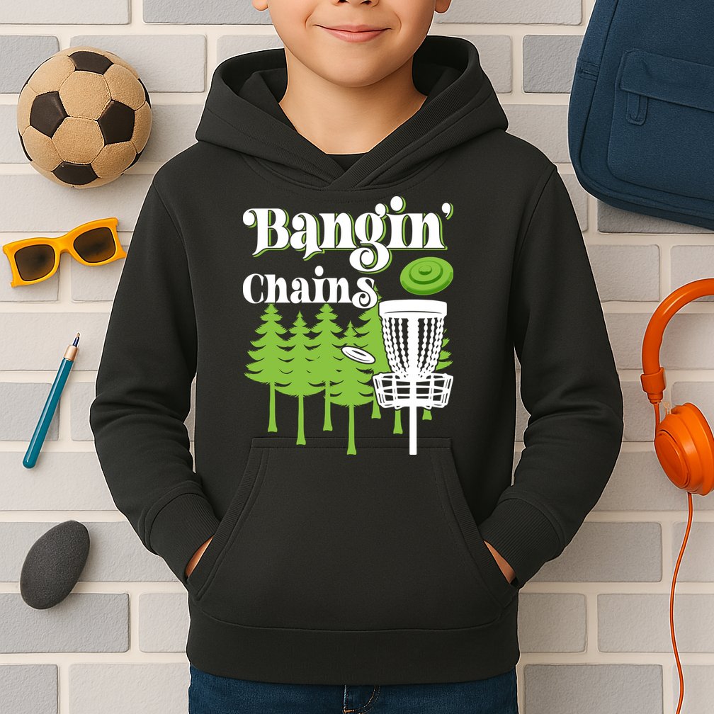 Funny Disc Golf Player Saying I Bangin' Chains Kids Hoodie