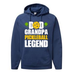 Fathers Day Grandpa Pickleball Dad Grandpa Pickleball Legend Meaningful Gift Performance Fleece Hoodie