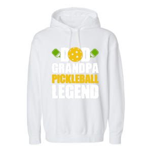 Fathers Day Grandpa Pickleball Dad Grandpa Pickleball Legend Meaningful Gift Garment-Dyed Fleece Hoodie