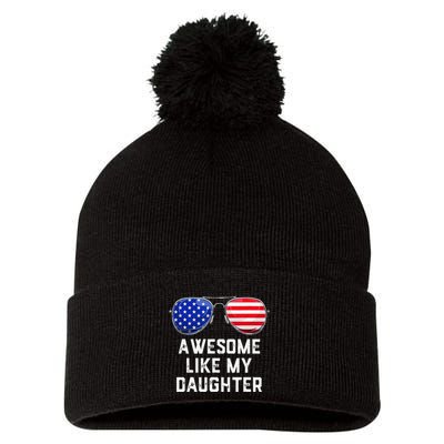 Fathers Day Gift Funny Dads Awesome Like My Daughter Pom Pom 12in Knit Beanie