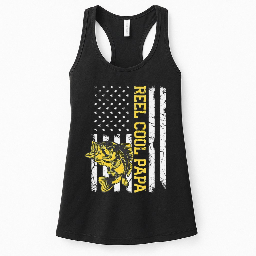 Fathers Day Gifts Funny Fishing Reel Cool Papa Dad Joke (1) Womens Tank Top