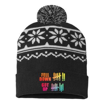 Fell Down Got Up Motivational Positivity Gift Funny USA-Made Snowflake Beanie