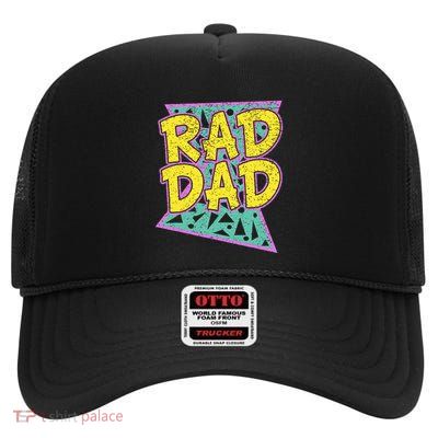 Fathers Day Gift For Daddy Rad Dad High Crown Mesh Back Trucker Hat