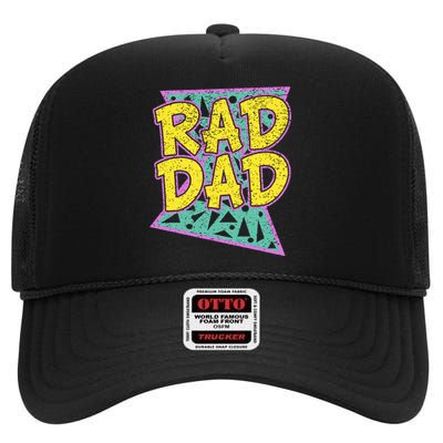 Fathers Day Gift For Daddy Rad Dad High Crown Mesh Back Trucker Hat