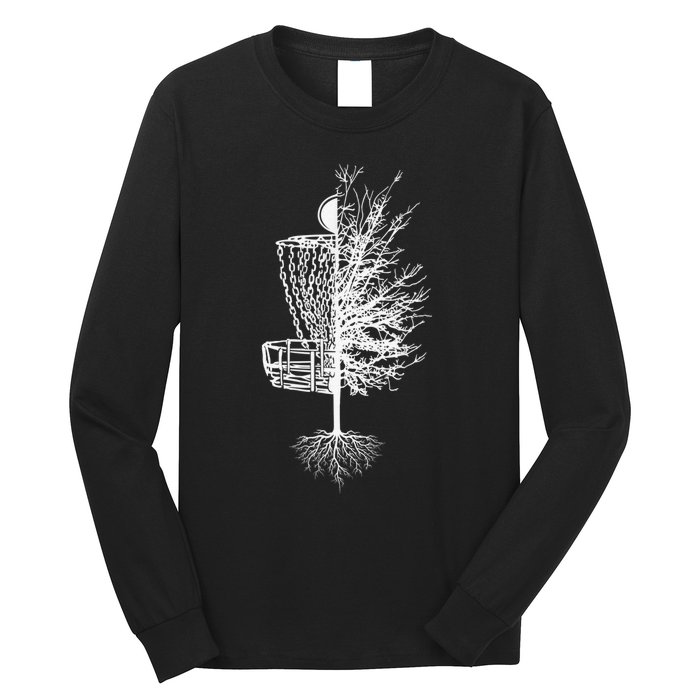 Funny Disc Golf Basket Tree Frisbee Golf Course Long Sleeve Shirt