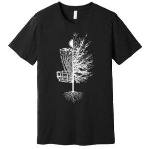 Funny Disc Golf Basket Tree Frisbee Golf Course Premium T-Shirt