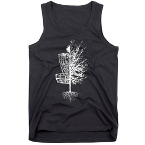 Funny Disc Golf Basket Tree Frisbee Golf Course Tank Top