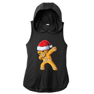 Funny Dabbing Gingerbread Santa Christmas Boys Xmas Cookie Ladies PosiCharge Tri-Blend Wicking Draft Hoodie Tank