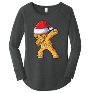 Funny Dabbing Gingerbread Santa Christmas Boys Xmas Cookie Women's Perfect Tri Tunic Long Sleeve Shirt