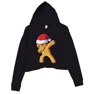 Funny Dabbing Gingerbread Santa Christmas Boys Xmas Cookie Crop Fleece Hoodie