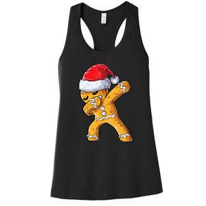 Funny Dabbing Gingerbread Santa Christmas Boys Xmas Cookie Women's Racerback Tank