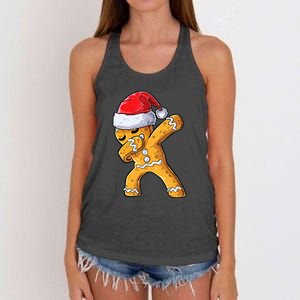 Funny Dabbing Gingerbread Santa Christmas Boys Xmas Cookie Women's Knotted Racerback Tank