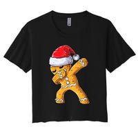 Funny Dabbing Gingerbread Santa Christmas Boys Xmas Cookie Women's Crop Top Tee