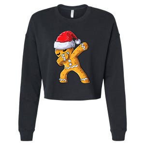 Funny Dabbing Gingerbread Santa Christmas Boys Xmas Cookie Cropped Pullover Crew